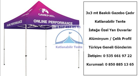3x3 Baskılı Katlanabilir Tente